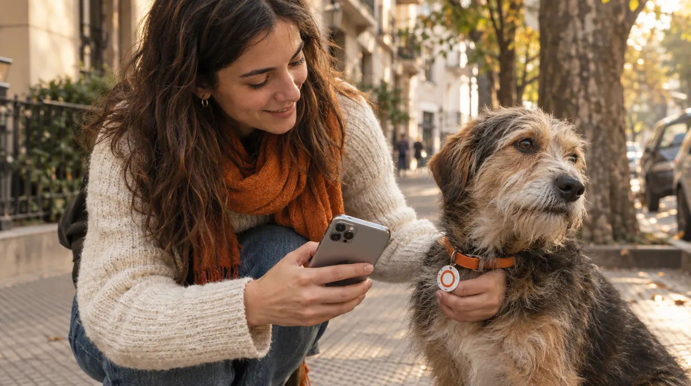 Una chica encuentra un perro perdido y escanea su chapita con el celular